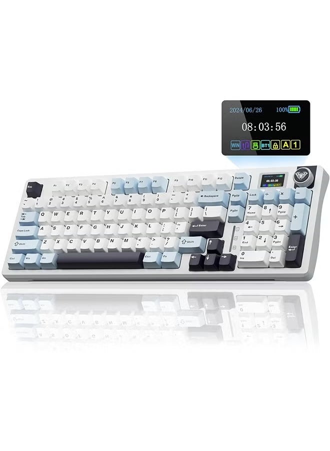 AULA S98 Pro Wireless Mechanical Keyboard,Smart Screen & Knob,Tri-Mode BT5.0/USB-C/2.4GHz Creamy Keyboard,Pre-lubed Linear Switches,Hot Swappable RGB Backlit Computer Gaming Keyboards - Image 1